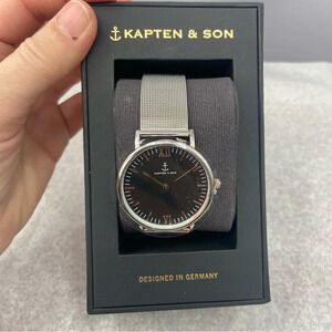 New Kapten & Sons Silver Tone Mesh Campina Watch Designed in Germany